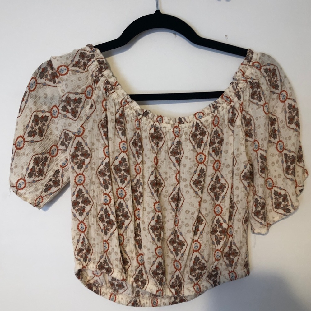 Multicolored off the shoulder crop top